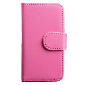 Lædercover m kreditkortholder til iPhone 4/4S.Hot pink -