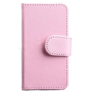 Lædercover m kreditkortholder til iPhone 4/4S. Pink -