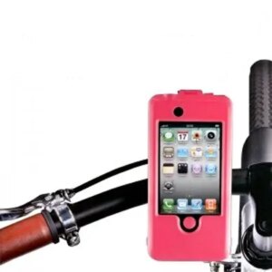 Vandtæt cykelholder / styrholder til iPhone 4 / 4S. Pink. -