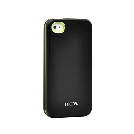 ip4-morearmor-black MORE Armor Metal Hybrid Case til iPhone 4 & 4S. Sort / neon gul. -