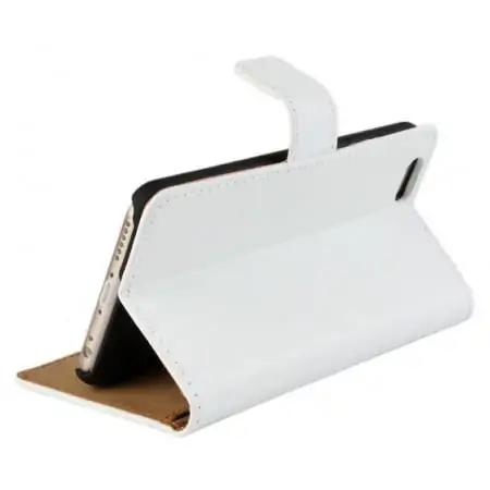 ip5-creditstand-white Læder cover med kreditkortholder til iPhone 5/5S/SE. Hvid. -