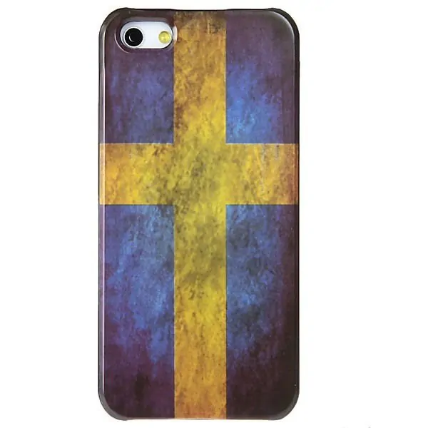 ip5-flag-sweden Svensk flag. Retro cover til iPhone 5/5S/SE. -