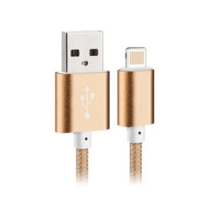 Flettet lightning kabel til iPhone & iPad. 25 cm. Gold. -