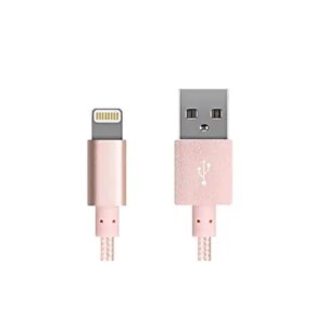 Flettet lightning kabel til iPhone & iPad. 1 m. Rose Gold. -