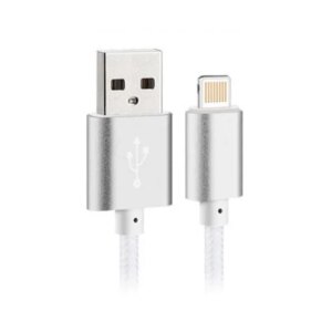 Flettet lightning kabel til iPhone & iPad. 25 cm. Silver. -
