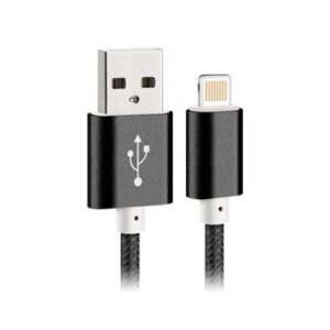 Flettet lightning kabel til iPhone & iPad. 25 cm. Sort. -