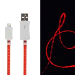 LED lys Lightning-USB Datakabel. 1 m. Rød. -