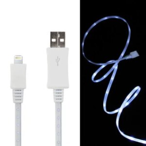 LED lys Lightning-USB Datakabel. 1 m. Hvid. -