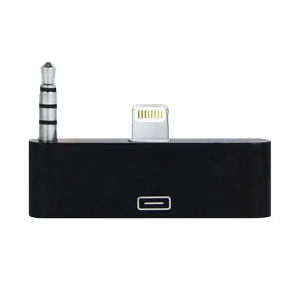 ip5audioadapter-black Lightning-30-pin adapter m lyd til iPhone 6 Plus/6S Plus. Sort. -