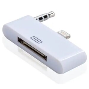 Lightning(8 pin)-30-pin adapter m lyd til iPhone 5/5S/SE. Hvid. -
