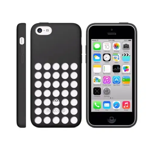 ip5c-circular-black Flot silikonecover i cirkeldesign til iPhone 5C. Sort. -
