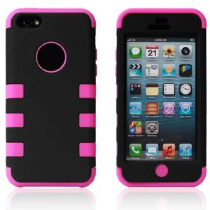 3-delt Robot silicone cover til iPhone 5C. Hot pink. -