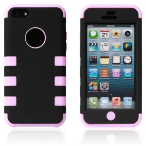 3-delt Robot silicone cover til iPhone 5C. Pink. -