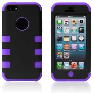 3-delt Robot silicone cover til iPhone 5C. Lilla. -