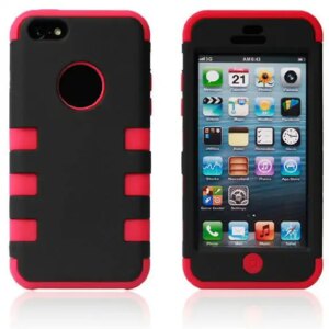 3-delt Robot silicone cover til iPhone 5C. Rød. -