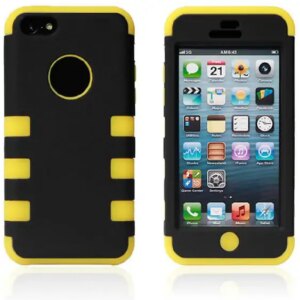 3-delt Robot silicone cover til iPhone 5C. Gul. -