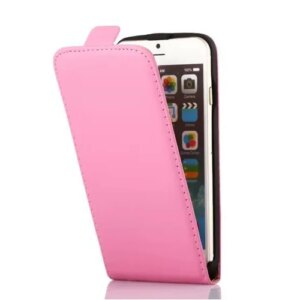 Læder top-flip cover til iPhone 6/6S. Pink. -