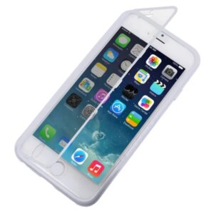 iPhone 6/6S TPU cover med plast skærmcover. Hvid. -