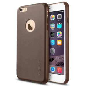 Spigen Leather Fit letvægts bagcover til iPhone 6/6S Plus. Brun. -