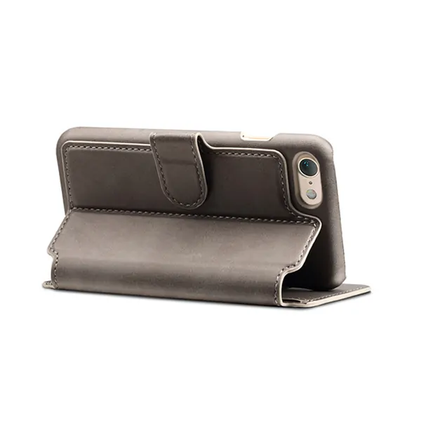 ip7-creditstand-grey iPhone 7 / 8 læder cover & stander m kreditkortholder. Grå. -