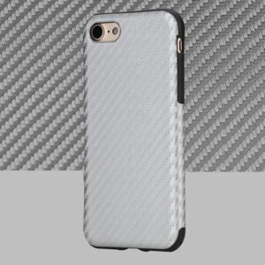 Rock Carbon Fiber iPhone 7 cover. Silver. -