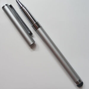 iPad / iPhone stylus pen med integreret kuglepen. Silver. -