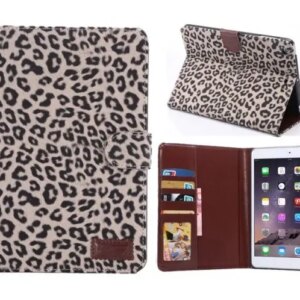 Leopard cover med kreditkortholder til iPad Mini 1/2/3. Grå. -