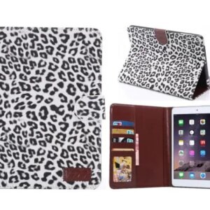 Leopard cover med kreditkortholder til iPad Mini 1/2/3. Hvid. -