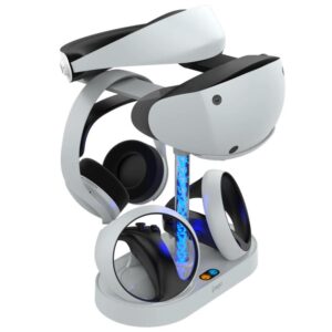 iPega PS5 VR2 Dual Ladestation med RGB-belysning. Oplad PS5 VR2 og to controllere. -