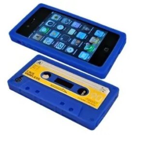 iPhone 4 / 4S Retro Cover. Silikone kassettebånd. Blå. -