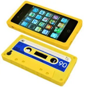 iPhone 4 / 4S Retro Cover. Silikone kassettebånd. Gul. -