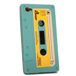 iPhone 4 / 4S Retro Cover. Silikone kassettebånd. Sky blue. -