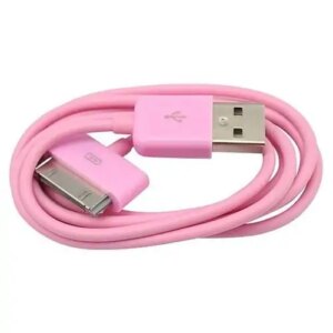 USB Data-/ladekabel til iPhone, iPad, iPod mm (30-pin stik). 1 meter. Pink. -