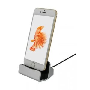 iPhone dock & iPad Mini dock. Flot bordlader. Silver. -