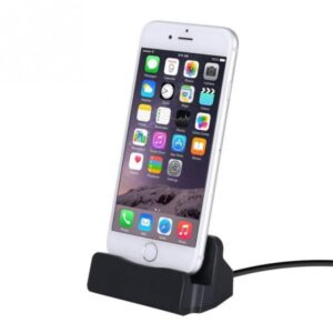 iPhone dock & iPad Mini dock. Flot bordlader. Sort. -