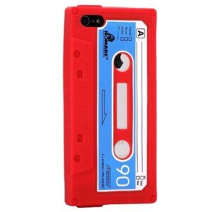 iPhone 5/5S/SE Retro Cover. Silikone kassettebånd. Rød. -