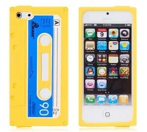 iPhone 5/5S/SE Retro Cover. Silikone kassettebånd. Gul. -