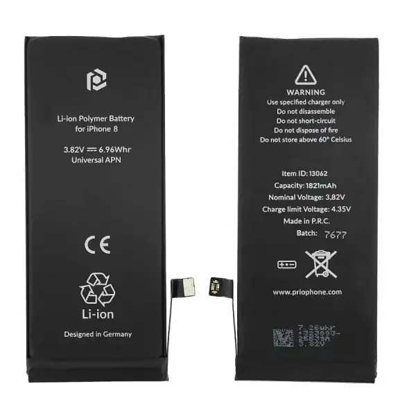 iphone8batteri-1821mah iPhone 8 genopladeligt 3.82 V / 1821mAh batteri. Original OEM. -