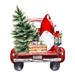 Sjov og flot jule wallsticker til væg - eller på Toilettet! Julemand på ladvogn. -