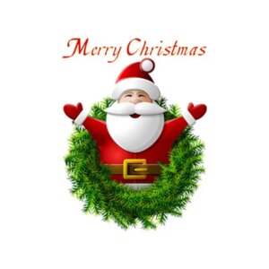 Sød og flot jule wallsticker til væg - eller på Toilettet! Julemand i julekrans. -