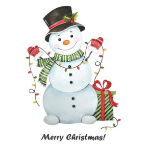 Sød og flot jule wallsticker til væg - eller på Toilettet! Snemand. Merry Christmas. -