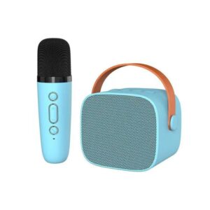 Super Sjov Karaoke Højtaler med Ãn Mikrofon. Perfekt til Fest og Farver. Blå -