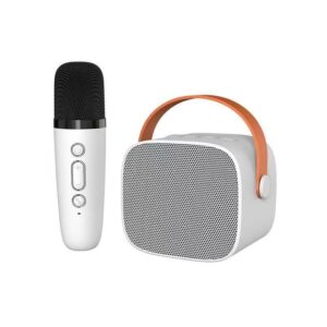 Super Sjov Karaoke Højtaler med Ãn Mikrofon. Perfekt til Fest og Farver. Hvid -