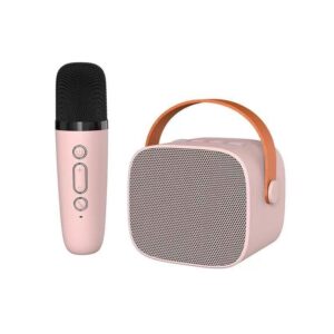 Super Sjov Karaoke Højtaler med Ãn Mikrofon. Perfekt til Fest og Farver. Pink -