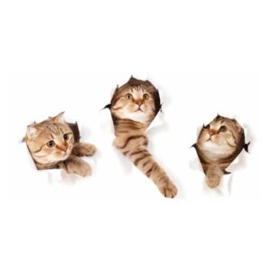 Katte wallsticker. På vej igennem væggen. -