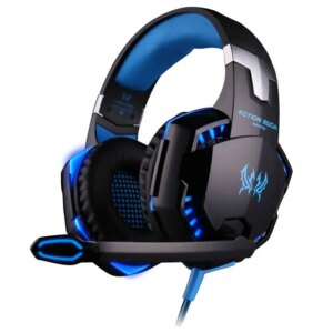 KOTION EACH G2000 Pro Gaming Headset med mikrofon. Super lyd og cool LED lys. Blå. -
