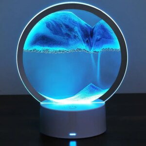 3D LED lampe med dynamisk bevægeligt sand. Farveskift mellem 7 farver. -