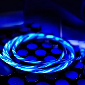 LED lys Lightning-USB Datakabel. 1 m. Blå. -