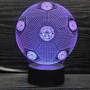 Leicester 3D lampe. Fodbold. Farveskift mellem 7 farver. -