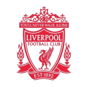 Liverpool wallsticker. Liverpool logo som fodbold wallsticker. Rød. (50x37cm) -